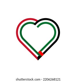 friendship concept. heart ribbon icon of kuwaiti and uae flags. vector illustration isolated on white background