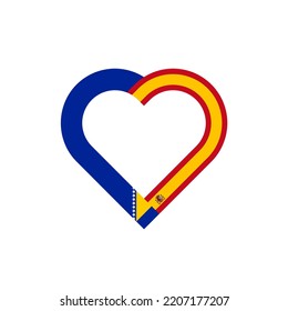 friendship concept. heart ribbon icon of bosnian and spanish flags. vector illustration isolated on white background