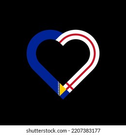 friendship concept. heart ribbon icon of bosnian and english flags. vector illustration isolated on black background