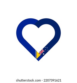 friendship concept. heart ribbon icon of bosnian and australian flags. vector illustration isolated on white background