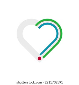 friendship concept. heart ribbon icon of japan and uzbekistan flags. vector illustration isolated on white background
