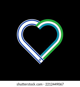 friendship concept. heart ribbon icon of israel and uzbekistan flags. vector illustration isolated on black background