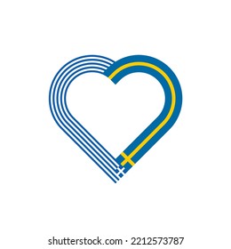 friendship concept. heart ribbon icon of greek and swedish flags. vector illustration isolated on white background