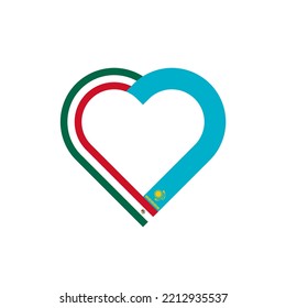 friendship concept. heart ribbon icon of mexico and kazakhstan flags. vector illustration isolated on white background