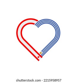 friendship concept. heart ribbon icon of canadian and uruguayan flags. vector illustration isolated on white background