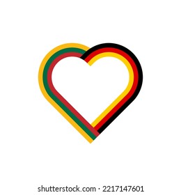 friendship concept. heart ribbon icon of lithuanian and german flags. vector illustration isolated on white background