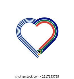 friendship concept. heart ribbon icon of uruguay and south africa flags. vector illustration isolated on white background