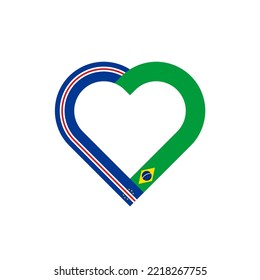 friendship concept. heart ribbon icon of cape verde and brazil flags. vector illustration isolated on white background