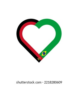 friendship concept. heart ribbon icon of angola and brazil flags. vector illustration isolated on white background