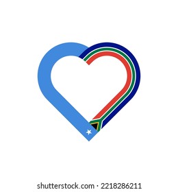 friendship concept. heart ribbon icon of somalia and south africa flags. vector illustration isolated on white background