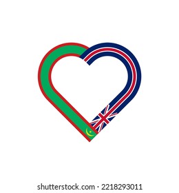 friendship concept. heart ribbon icon of mauritanian and union jack flags. vector illustration isolated on white background