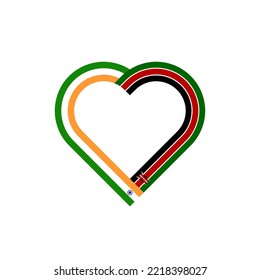 friendship concept. heart ribbon icon of india and kenya flags. vector illustration isolated on white background