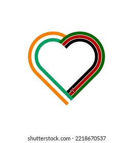 friendship concept. heart ribbon icon of ivory cost and kenya flags. vector illustration isolated on white background