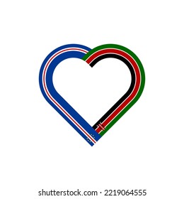 friendship concept. heart ribbon icon of cape verde and kenya flags. vector illustration isolated on white background