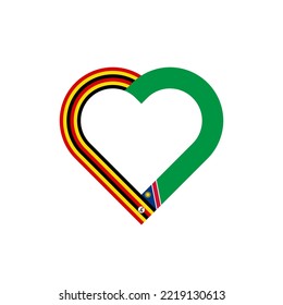 friendship concept. heart ribbon icon of uganda and namibia flags. vector illustration isolated on white background