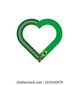 friendship concept. heart ribbon icon of dominica and brazil flags. vector illustration isolated on white background