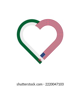 friendship concept. heart ribbon icon of algerian and american flags. vector illustration isolated on white background