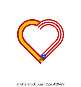 friendship concept. heart ribbon icon of spain and puerto rico flags. vector illustration isolated on white background