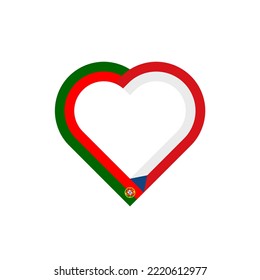 friendship concept. heart ribbon icon of portuguese and czechia flags. vector illustration isolated on white background