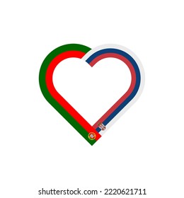 friendship concept. heart ribbon icon of portuguese and serbian flags. vector illustration isolated on white background