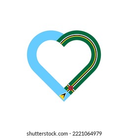 friendship concept. heart ribbon icon of saint lucia and dominica flags. vector illustration isolated on white background