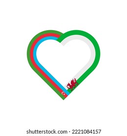 friendship concept. heart ribbon icon of azerbaijan and wales flags. vector illustration isolated on white background