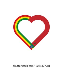 friendship concept. heart ribbon icon of ethiopia and morocco flags. vector illustration isolated on white background