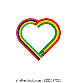 friendship concept. heart ribbon icon of mauritius and ethiopia flags. vector illustration isolated on white background