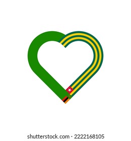 friendship concept. heart ribbon icon of zambia and togo flags. vector illustration isolated on white background