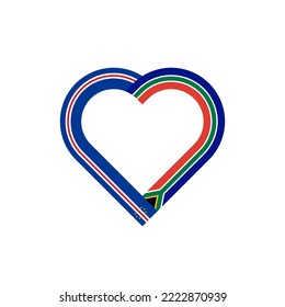 friendship concept. heart ribbon icon of cape verde and south african flags. vector illustration isolated on white background