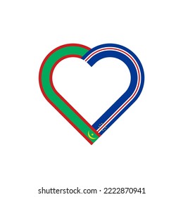 friendship concept. heart ribbon icon of mauritania and cape verde flags. vector illustration isolated on white background