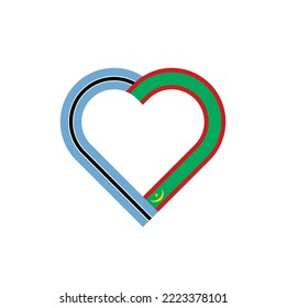 friendship concept. heart ribbon icon of botswana and mauritania flags. vector illustration isolated on white background