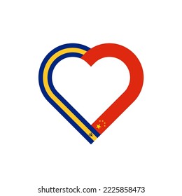 friendship concept. heart ribbon icon of barbados and china flags. vector illustration isolated on white background