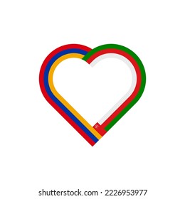 friendship concept. heart ribbon icon of armenia and oman flags. vector illustration isolated on white background