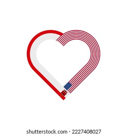 friendship concept. heart ribbon icon of gibraltar and united states flags. vector illustration isolated on white background