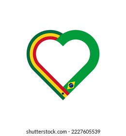 friendship concept. heart ribbon icon of ghana and brazil flags. vector illustration isolated on white background