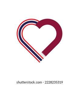 friendship concept. heart ribbon icon of thailand and qatar flags. vector illustration isolated on white background