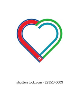 friendship concept. heart ribbon icon of north korea and uzbekistan flags. vector illustration isolated on white background