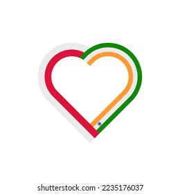 friendship concept. heart ribbon icon of poland and india flags. vector illustration isolated on white background