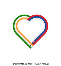 friendship concept. heart ribbon icon of india and slovakia flags. vector illustration isolated on white background