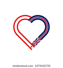 friendship concept. heart ribbon icon with canadian and union jack flags. vector illustration isolated on white background