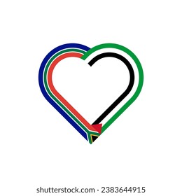 friendship concept. heart ribbon icon of south africa and palestine flags. vector illustration isolated on white background