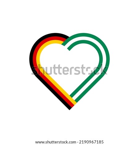 friendship concept. heart ribbon icon of germany and nigeria flags. vector illustration isolated on white background