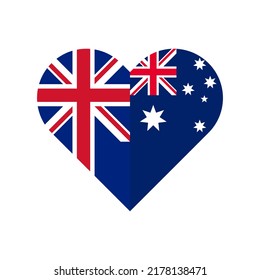friendship concept. heart shape icon with british and australian flag. vector illustration isolated on white background