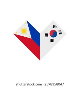 friendship concept. heart shape icon with philippines and korea republic flags. vector illustration isolated on white background
