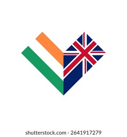 friendship concept. heart shape icon of ireland and british flags. vector illustration isolated on white background
