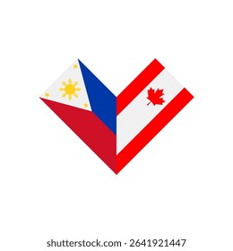 friendship concept. heart shape icon with philippines and canada flags. vector illustration isolated on white background
