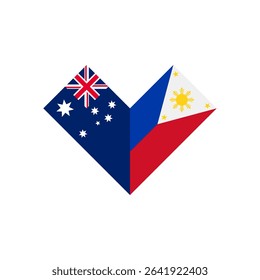 friendship concept. heart shape icon of australia philippines flags. vector illustration isolated on white background