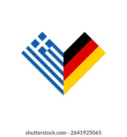 friendship concept. heart shape icon with greece and germany flags. vector illustration isolated on white background