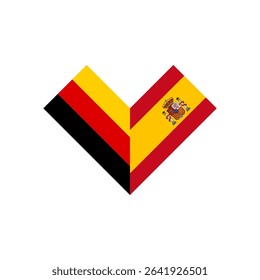 friendship concept. heart shape icon with germany and spain flags. vector illustration isolated on white background